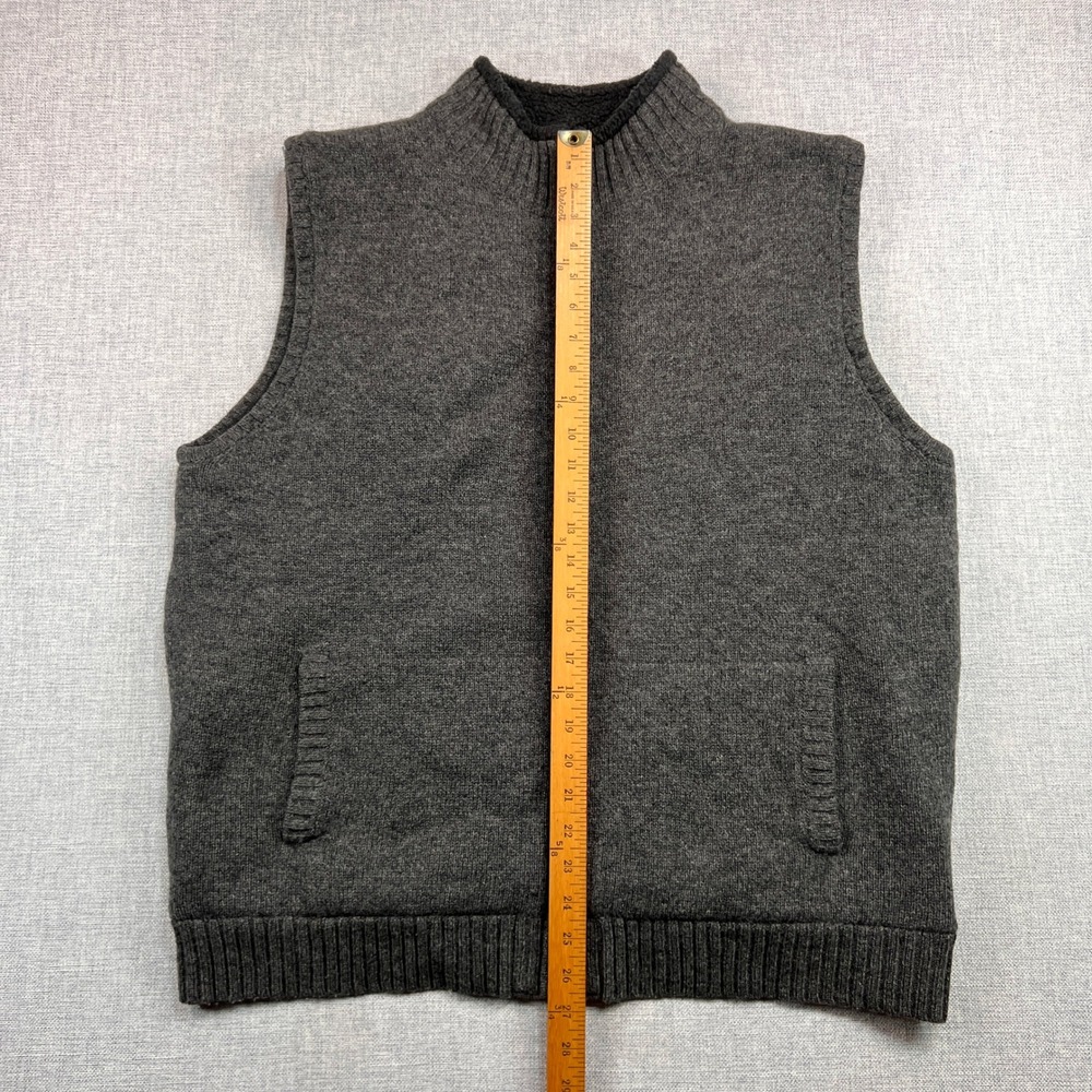 LL Bean Lambswool Zip Sweater Vest Men XL Gray Sherpa Lined Heritage Cabincore - Picture 6 of 8